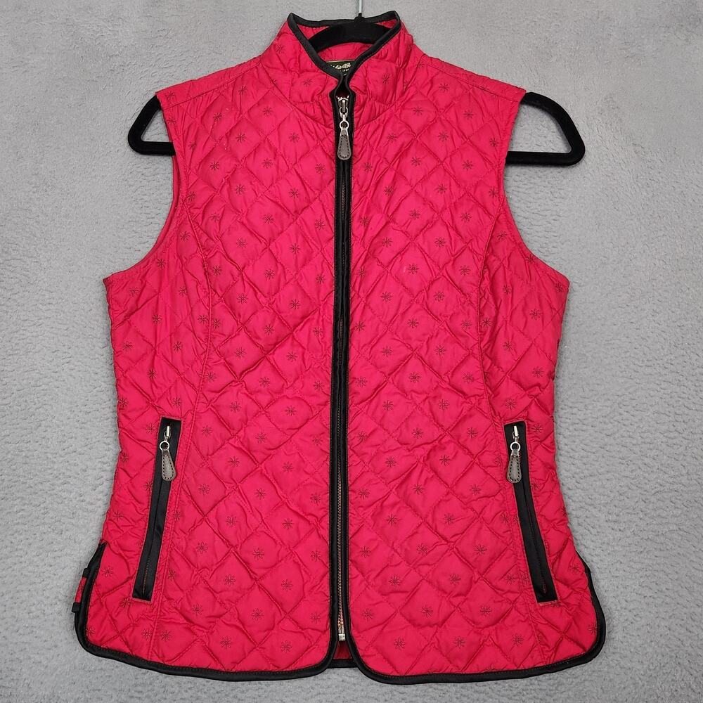 Eddie Bauer Vest Womens XS Pink Quilted Down Insulated Zip Pockets Outdoor